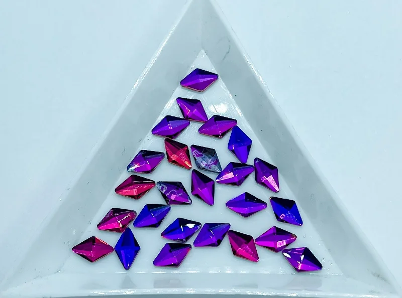 Radiant nail studs for radiant charm-5x8MM Purple Flare Faceted Rhombus Rhinestone F9-5-2