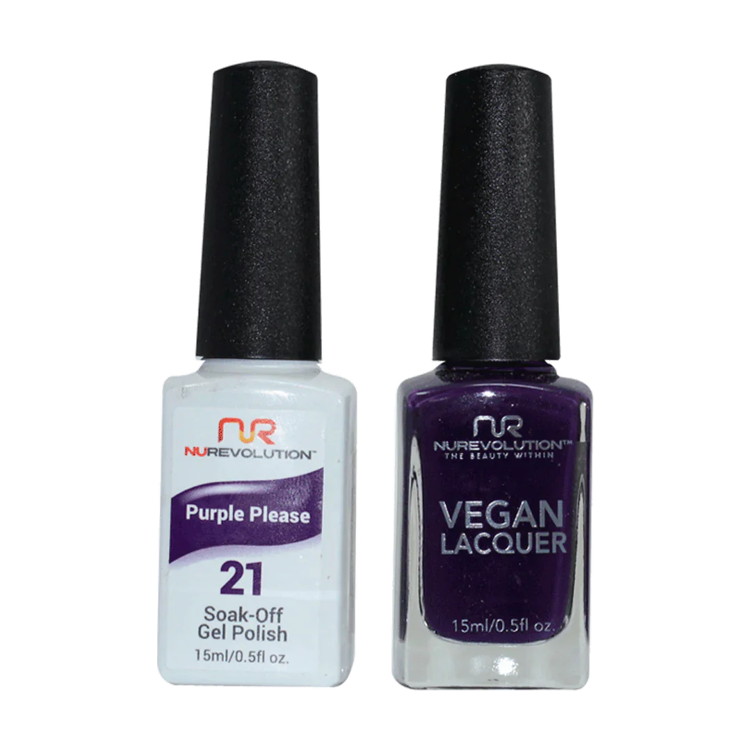 Flash nail gems for flash shine-NuRevolution Trio Duo Gel & Lacquer 021 Purple Please