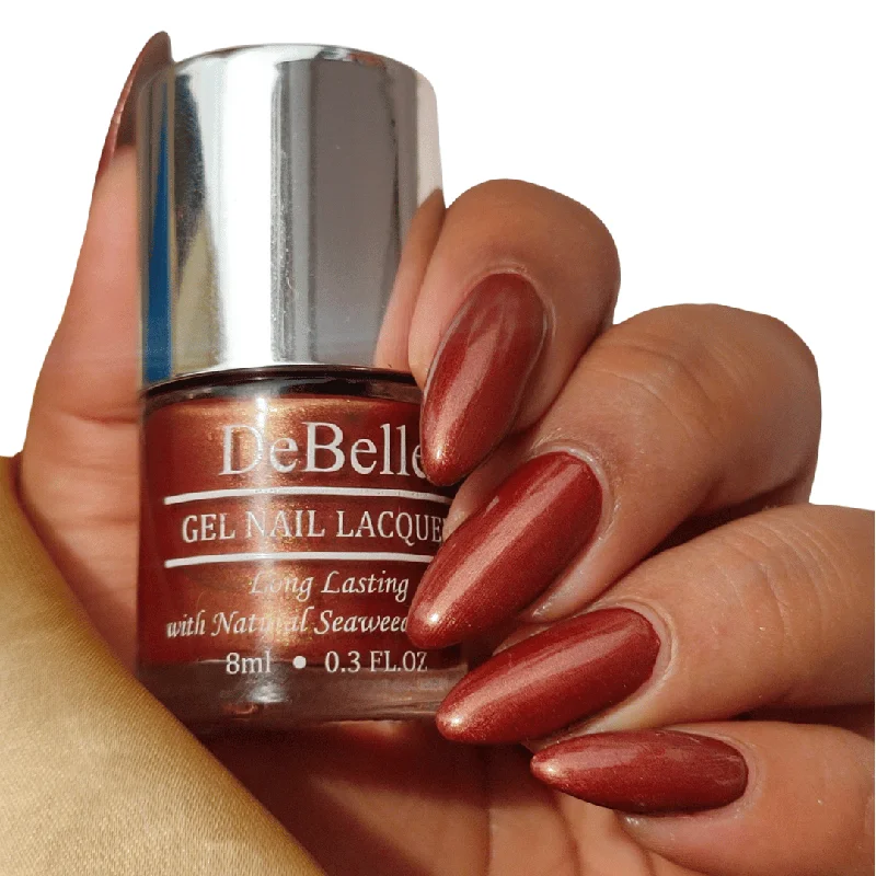 Moon nail gems for celestial vibes-DeBelle Gel Nail Lacquer Bronze Onyx (Cinnamon Bronze Nail Polish), 8ml