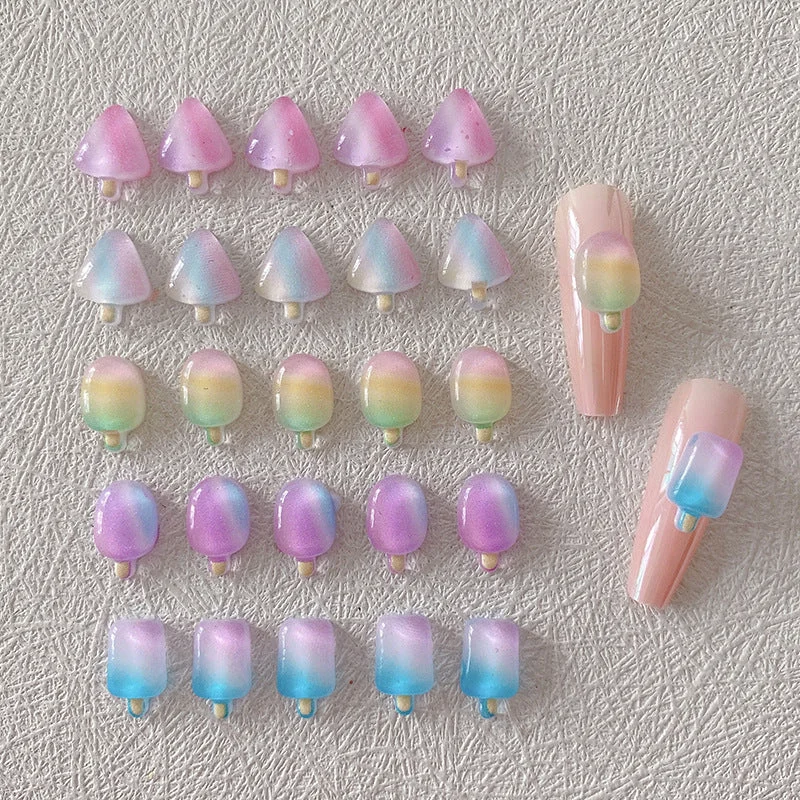 Leaf nail decals for leafy charm-Wholesale 10PCS/Pack Gradient Ice Cream Resin Nail Stickers