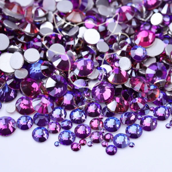 Copper nail studs for metallic charm-PURPLE SYMPHONY Glass Flatback Rhinestones