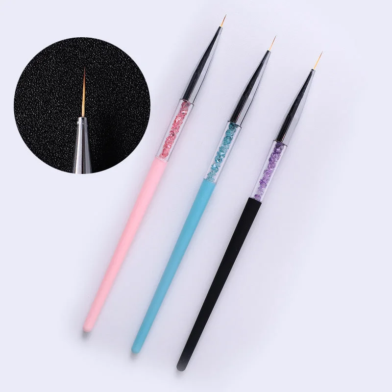 Elegant nail decals for elegant beauty-Wholesale Crystal Rod Hookwork Flower Long Rod Acrylic Nail Art Drawing Pen Set of 3