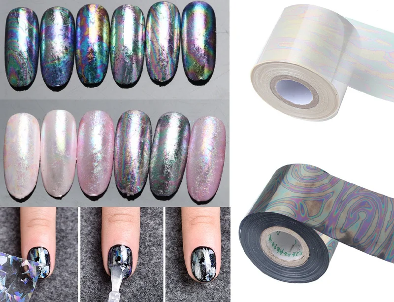 Stone nail polish for stone elegance-1 Yard Chameleon transfer paper Transfer Foil Nail Art Star Design Sticker Decal/ DIY starry sky theme nail design