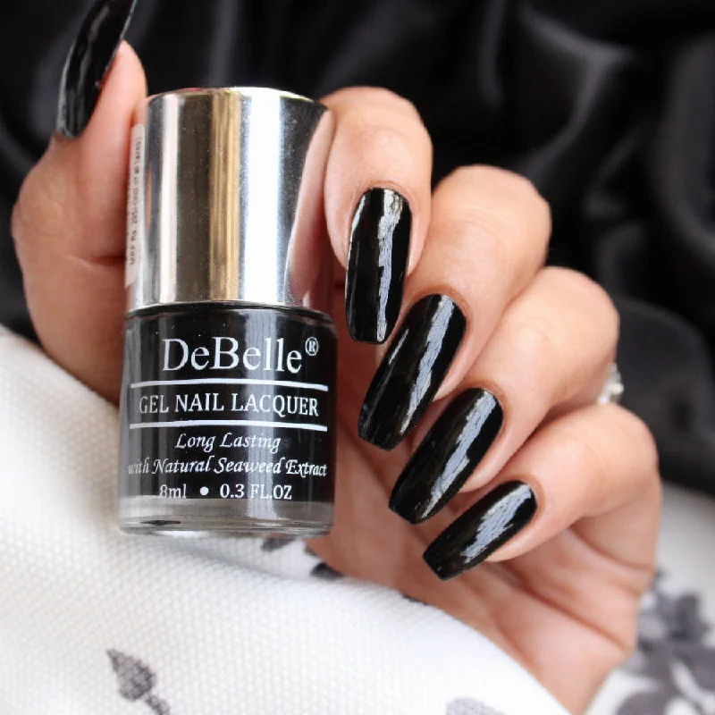 Classic nail stickers for timeless style-DeBelle Gel Nail Lacquer Luxe Noir - (Black Nail Polish), 8ml