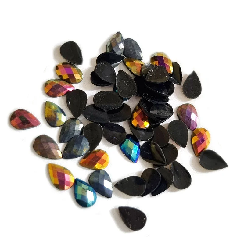 Stone nail decals for stone charm-500 Pcs Pkg. 5x8mm Drop Metallic Rainbow Rhinestones for art, crafts, dress and Jewelry making