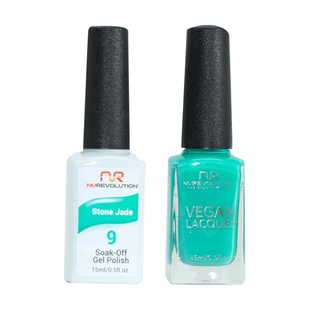 Diagonal nail wraps for diagonal beauty-NuRevolution Trio Duo Gel & Lacquer 009 Stone Jade