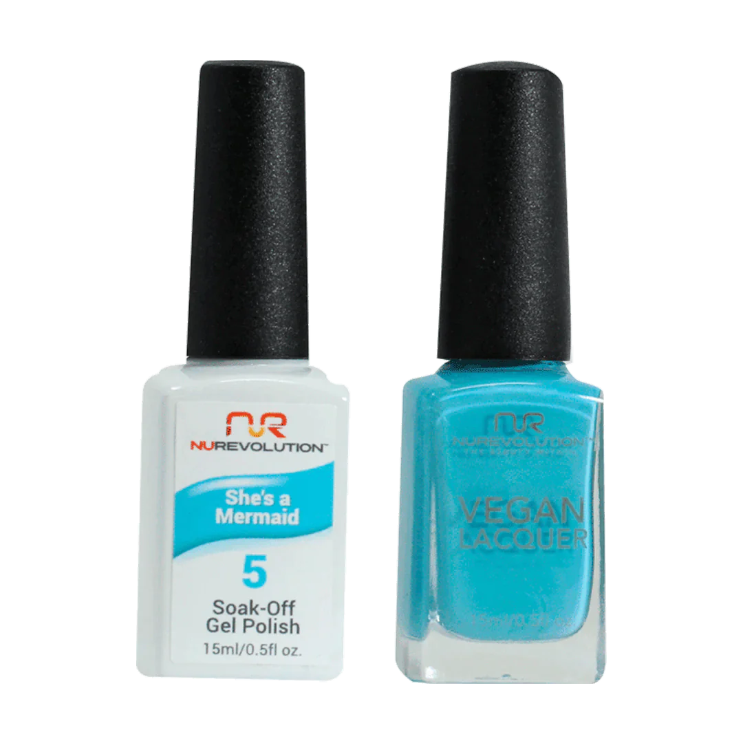 Elegant nail wraps for elegant charm-NuRevolution Trio Duo Gel & Lacquer 005 She's a Mermaid