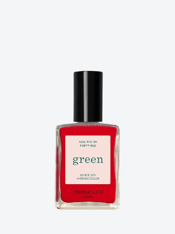 Satin nail polish for smooth finishes-Green poppy red