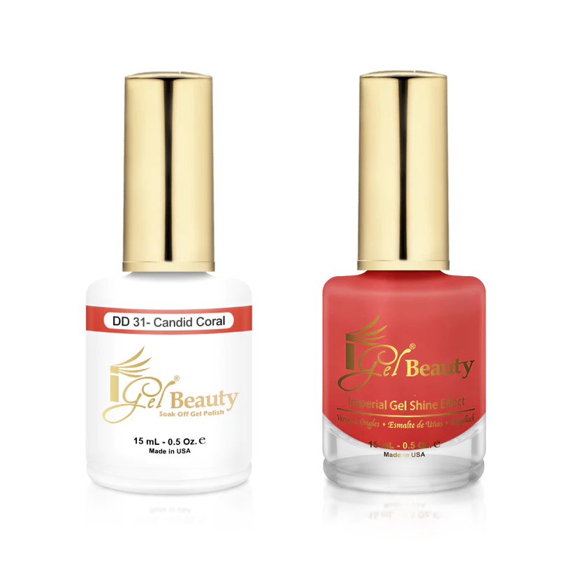 Plush nail polish for plush elegance-IG031 - IGEL DUO GEL & POLISH 0.5oz - CANDID CORAL