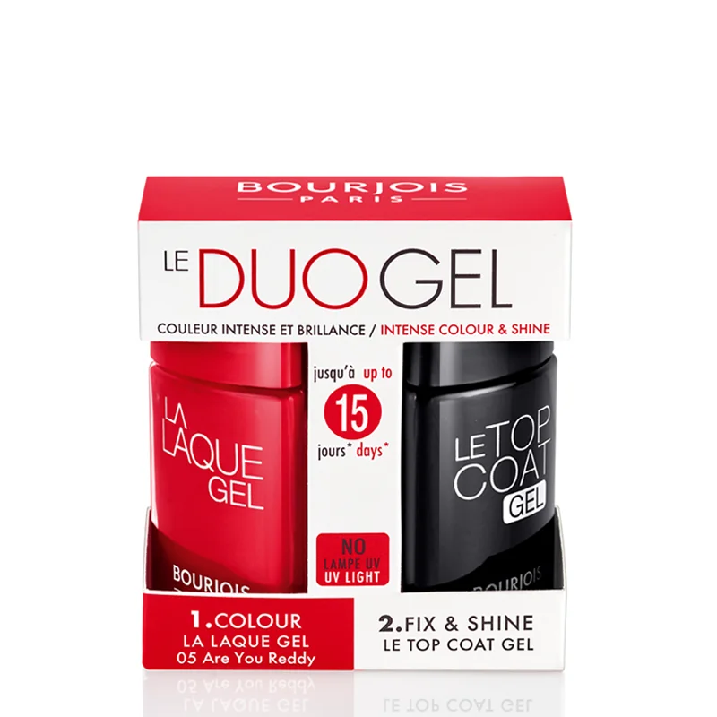 Dot nail decals for minimal patterns-Bourjois Le Duo Gel Set Nail Polish 05 Are You Reddy Top Coat