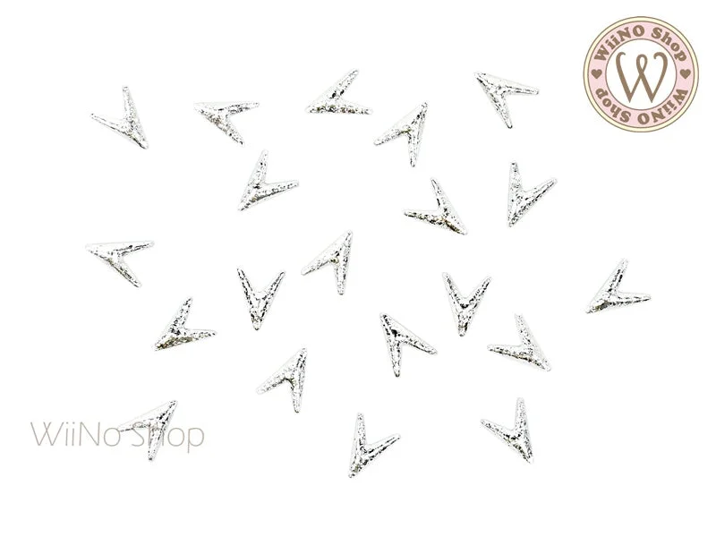 Radiant nail decals for radiant shine-Silver Textured Arrowhead Metal Studs - 10 pcs