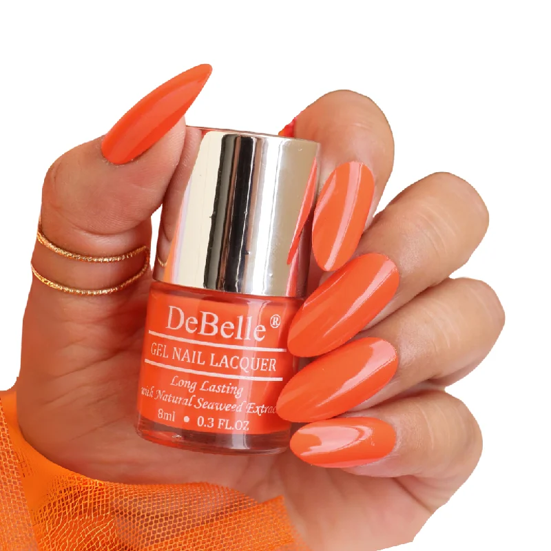 Feather nail wraps for feather shine-DeBelle Gel Nail Lacquer Apricot Brulee (Orange Nail Polish), 8ml