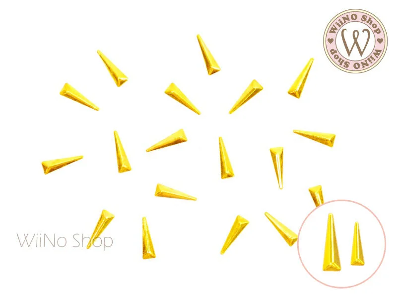 Diagonal nail studs for diagonal beauty-Gold Skinny Triangle Metal Studs - 20 pcs (2x6mm/2.5x8mm)