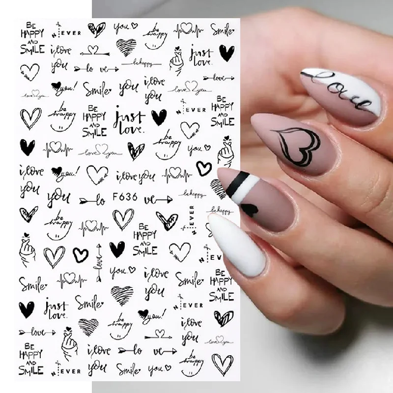 Radiant nail gems for radiant shine-Wholesale Valentine's Day Heart Letter Plastic Nail Stickers