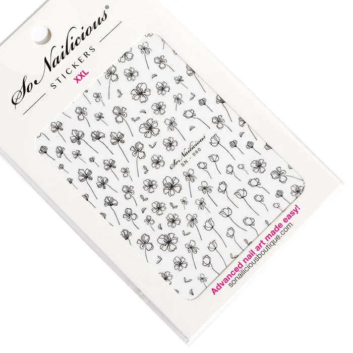 Twinkle nail studs for twinkle shine-Ink Flower Nail Stickers - 060 XXL