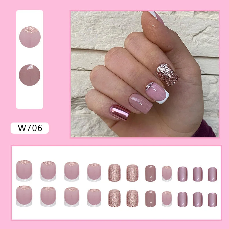 Radiant nail wraps for radiant beauty-Wholesale Short Burst Glitter White French Pearl Nail Stickers