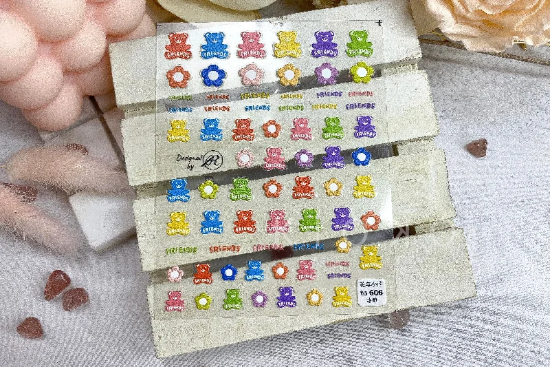 Electric nail studs for electric charm-Bear Friends Stickers