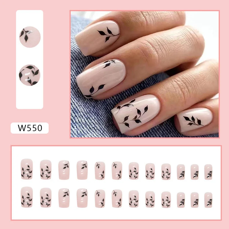 Diagonal nail wraps for diagonal art-Wholesale Plastic Black Leaves Silhouette Wear Armor