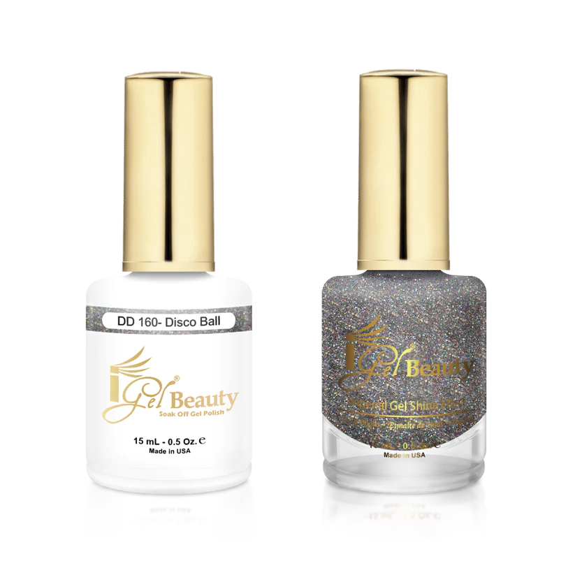 Flash nail polish for flashy nails-IG160 - IGEL DUO GEL & POLISH 0.5oz - DISCO BALL