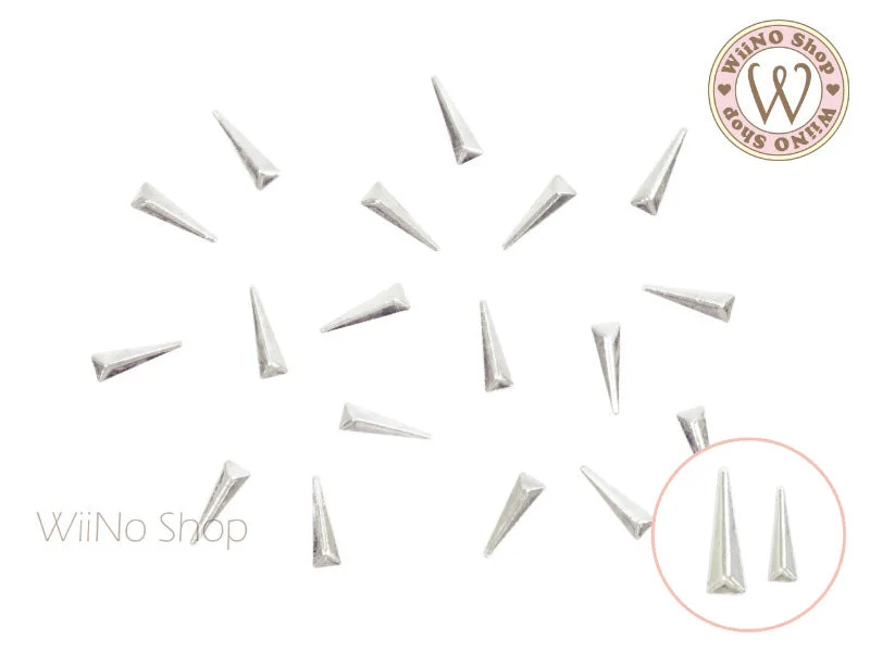 Stone nail wraps for stone beauty-Silver Skinny Triangle Metal Studs - 20 pcs (2x6mm/2.5x8mm)