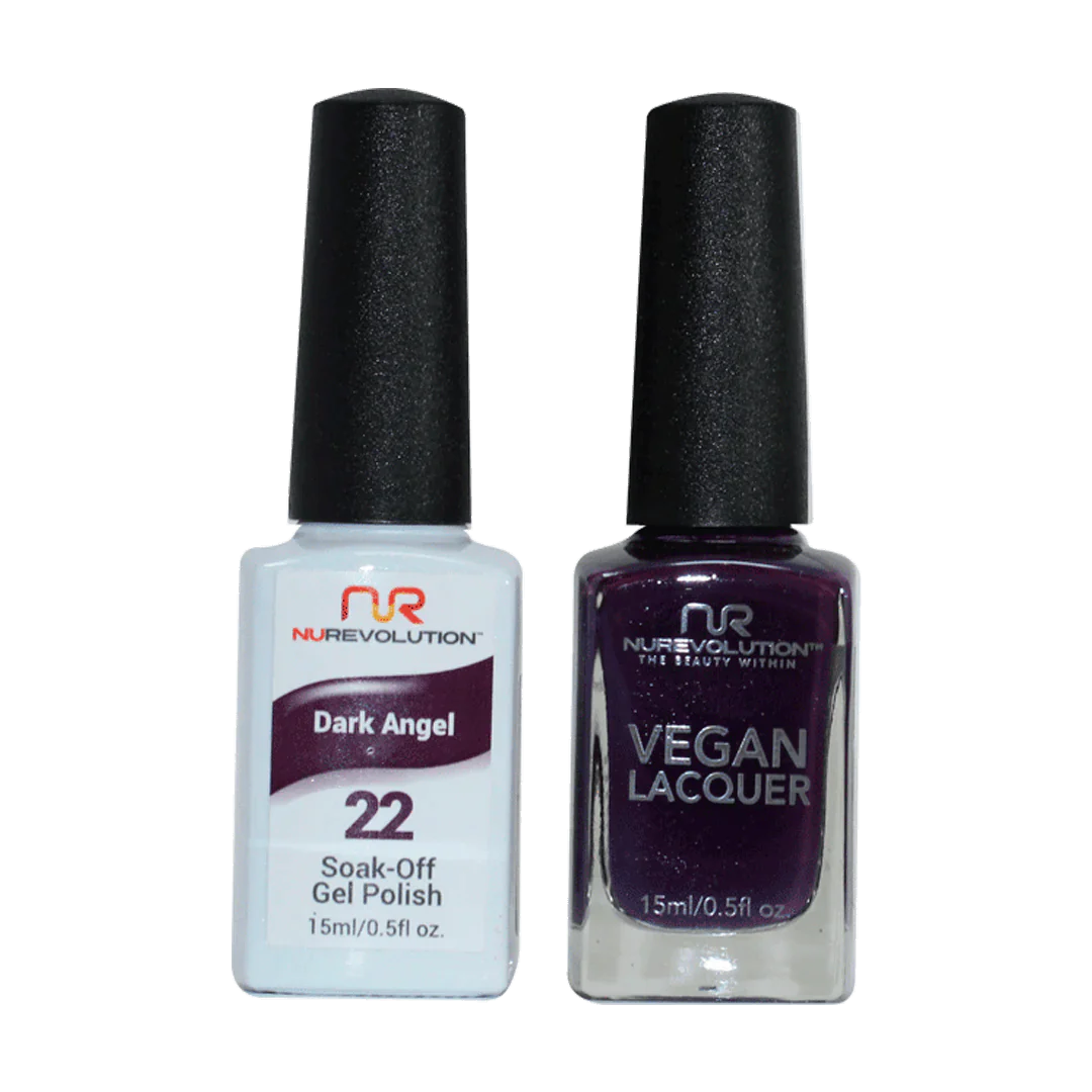 Emerald nail studs for emerald shine-NuRevolution Trio Duo Gel & Lacquer 022 Dark Angel