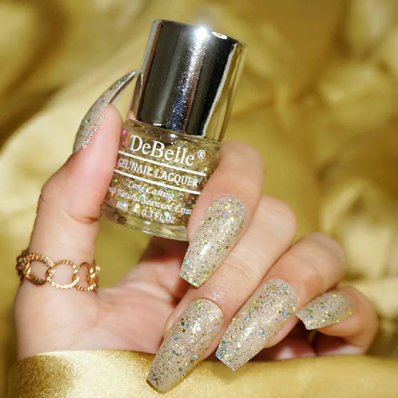 Topaz nail polish for topaz tones-DeBelle Gel Nail Lacquer Galaxia - (Chunky Holographic Glitter Nail Polish), 8ml