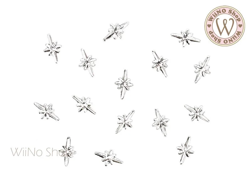 Feather nail polish for feather elegance-Silver Shine Star Metal Studs - 10 pcs