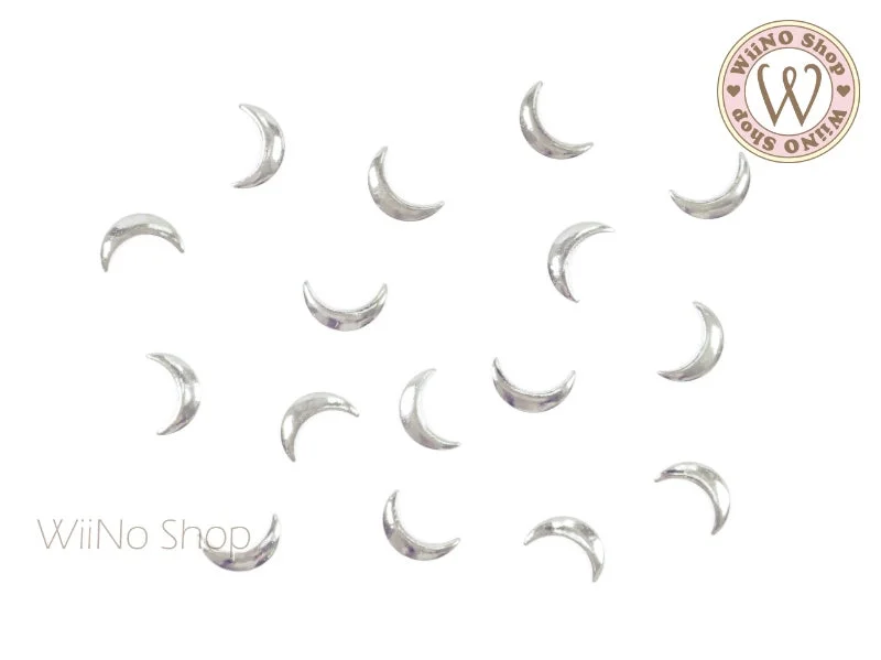 Feather nail studs for feather charm-4 x 7mm Silver Moon Metal Studs - 10 pcs