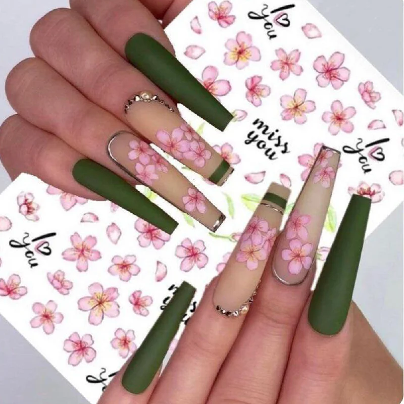 Mirror nail decals for sleek finishes-Wholesale Spring Blossoms Plastic Nail Art Chips