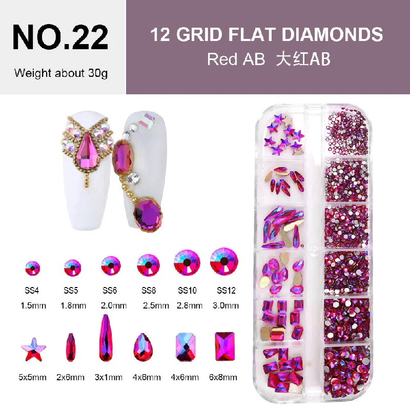 NO.22 bright red AB shaped+flat bottom