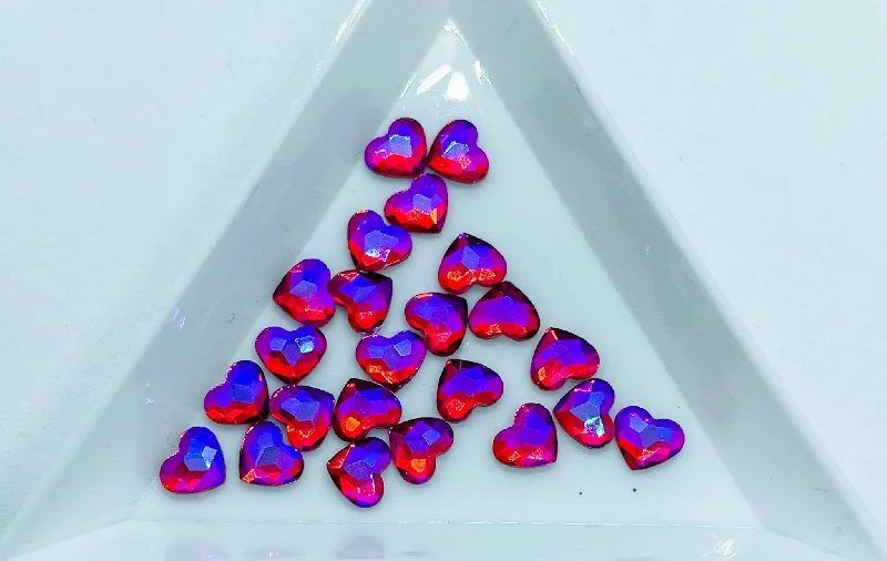 Elegant nail studs for elegant nails-6MM Siam AB Heart Rhinestone G8-3-5