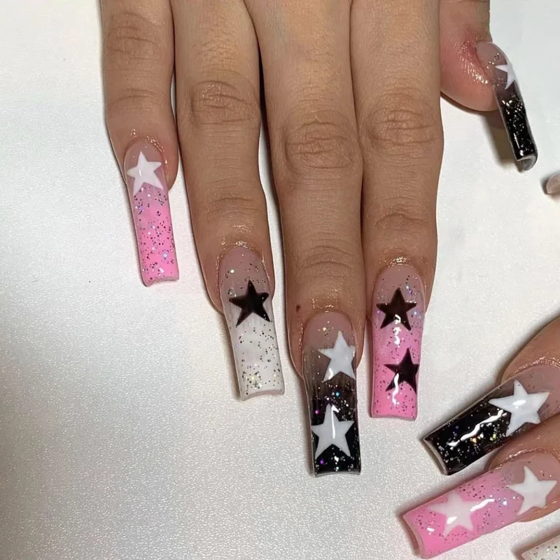 Plush nail studs for plush beauty-Wholesale Mandarin Duck Gradient Pentagram Nail Stickers