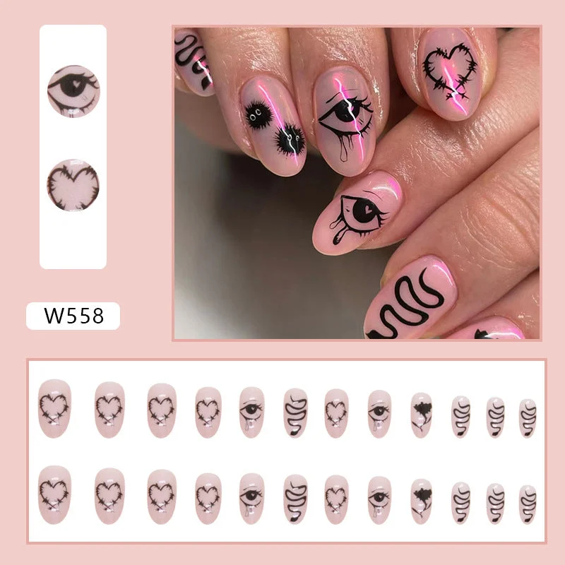 Spot nail decals for spotted style-Wholesale Oval Long Round Head Aurora Black Sweet Cool Thorn Love Rose Nail Stickers