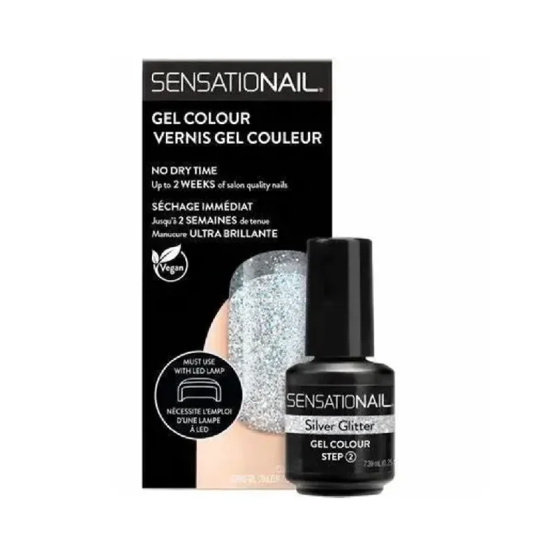 Plush nail polish for plush beauty-Sensationail Gel Polish Silver Glitter