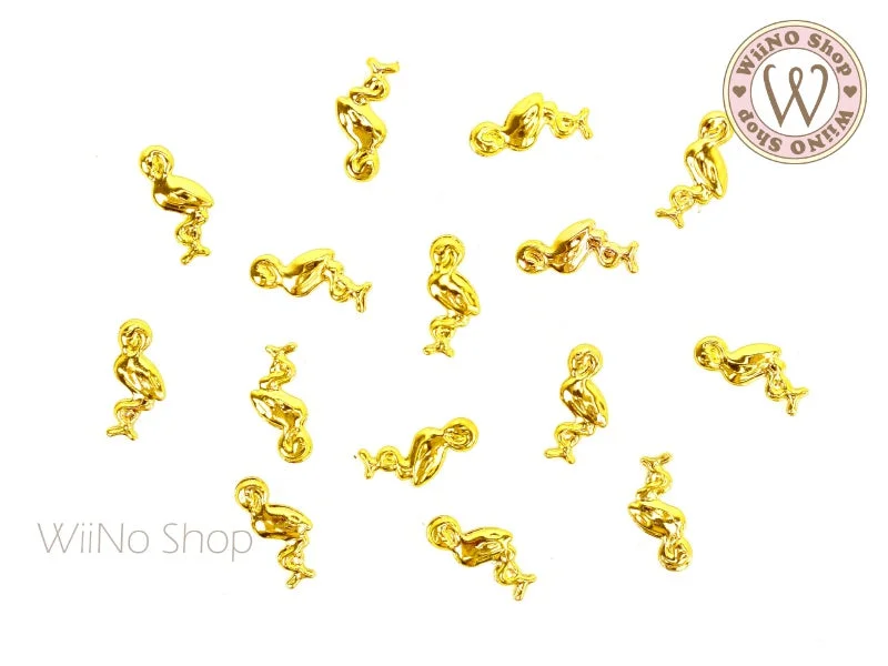 Moon nail studs for moon designs-Gold Flamingo Metal Studs - 10 pcs