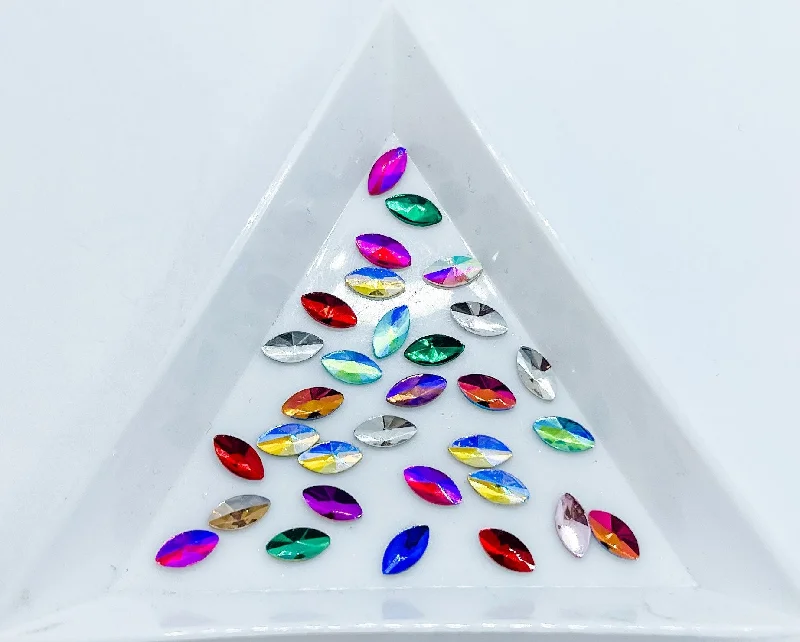 Mirror nail wraps for mirror beauty-3x6MM Mix Color Oval Rhinestone F8-6-2