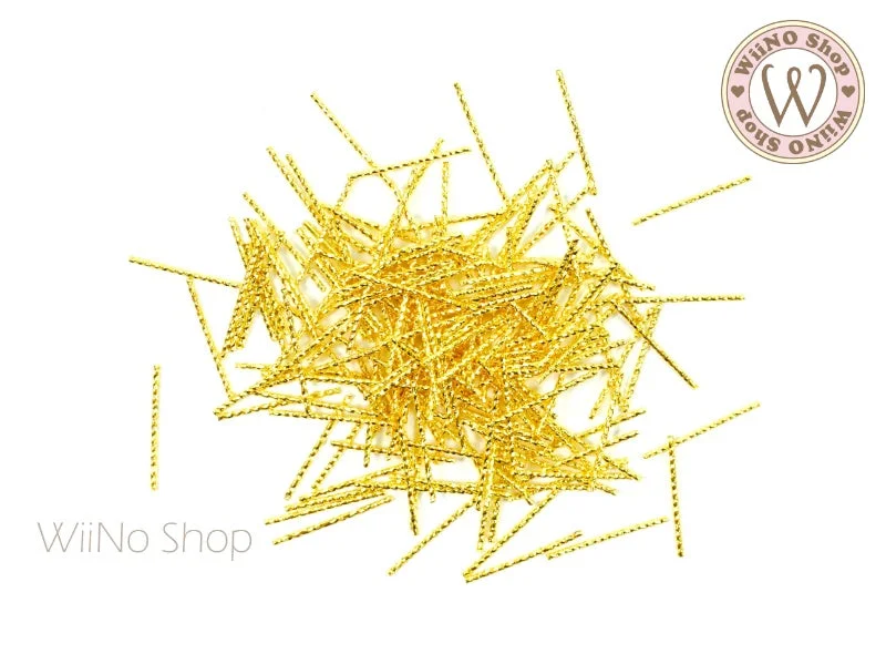 Aztec nail gems for aztec designs-0.8 x 16mm Gold Long Twisted Tube Metal Studs- 25 pcs