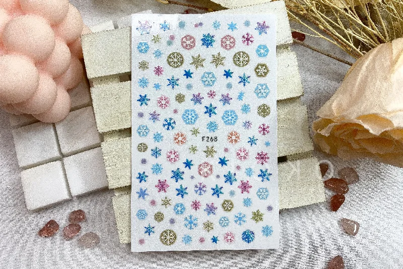 Sun nail decals for sunny flair-Blue Snowflakes Stickers