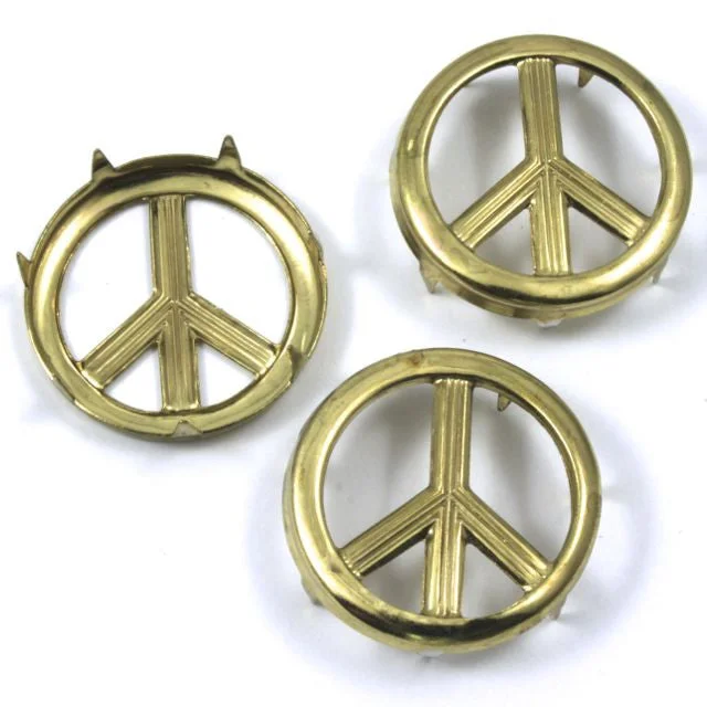 Titanium nail wraps for titanium beauty-25mm Brass Peace Sign Stud (8 Pcs) #132