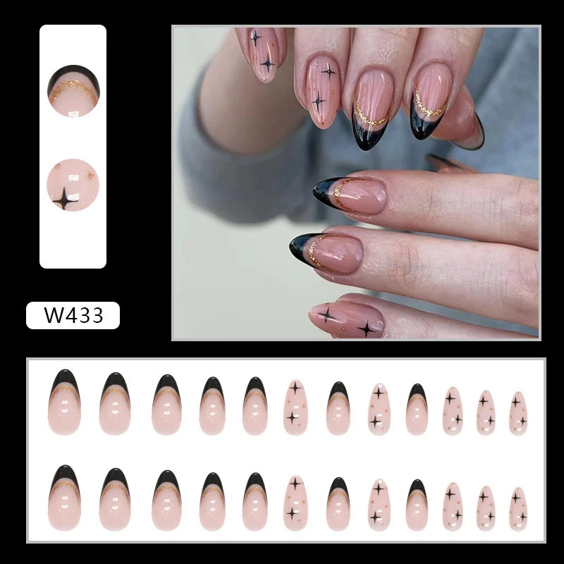 Aztec nail decals for aztec beauty-Wholesale Sweet Cool Black French Strobe Gold Powder Nail Stickers