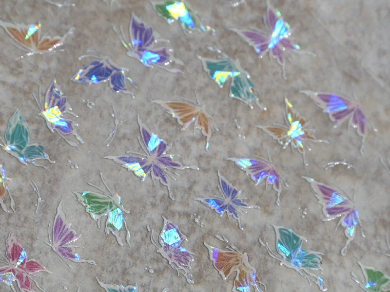 Prism nail wraps for prism effects-Delicate Colorful Butterfly Nail Sticker