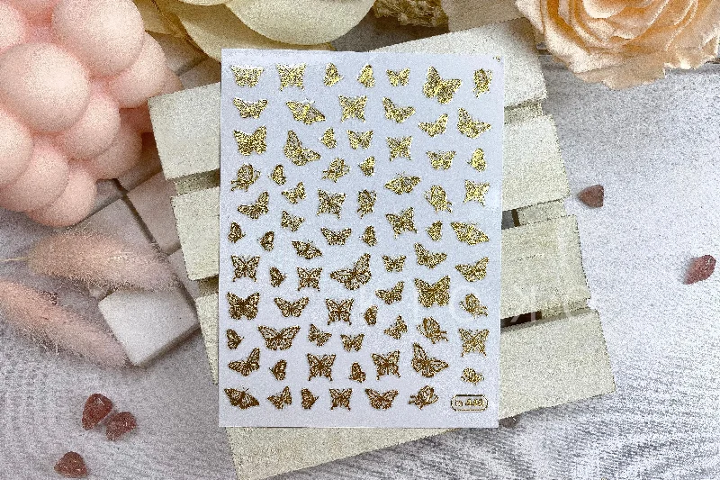 Aztec nail studs for tribal charm-Gold Butterfly Stickers