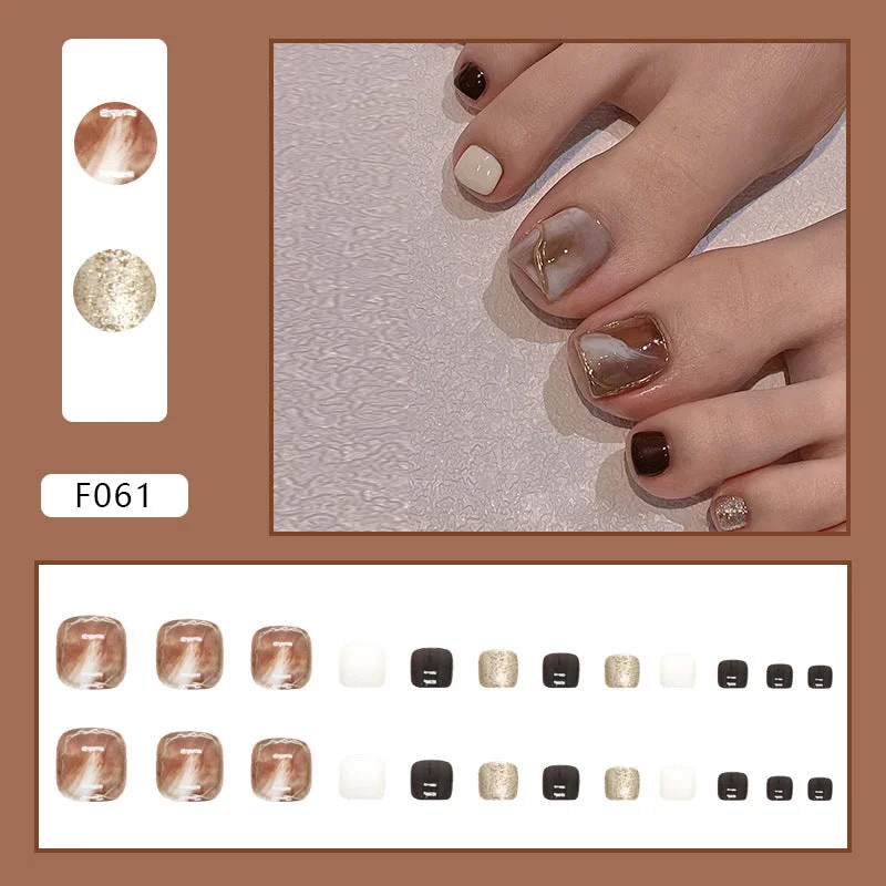 Vine nail gems for vine shine-Wholesale Marbled Amber Smudged Brown Feet Nail Stickers