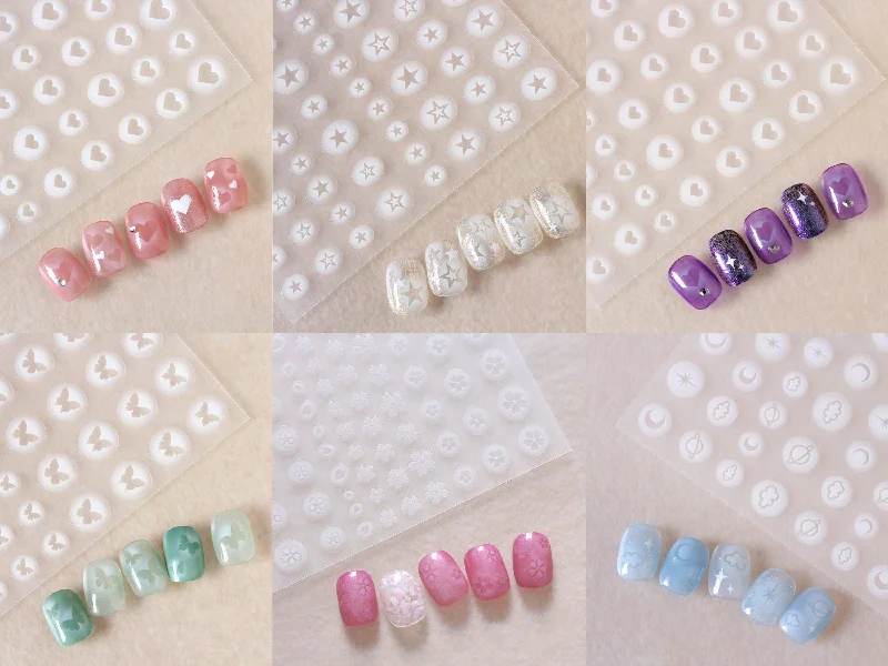 Flash nail wraps for flash flair-White Gradient Shapes Nail sticker