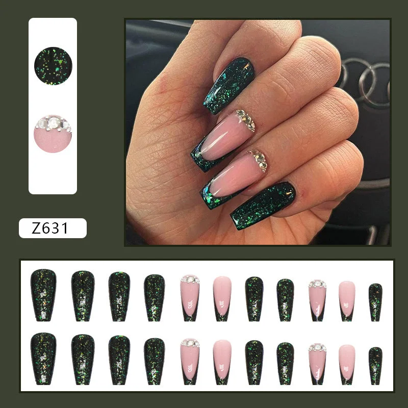 Sun nail gems for sun beauty-Wholesale Emerald Burst Fragments Long Ballet Nail Stickers