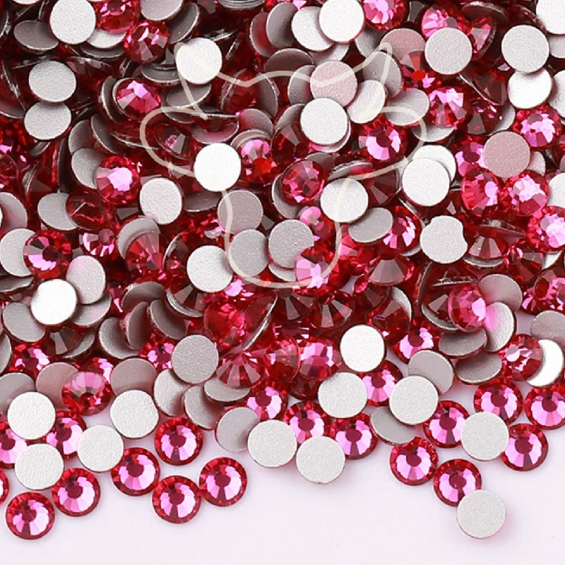 Satin nail stickers for silky looks-FUCHSIA GLASS FLATBACK RHINESTONES